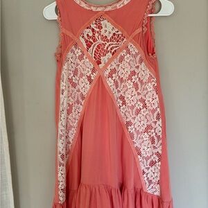 Coral and White Lace Kids Dress